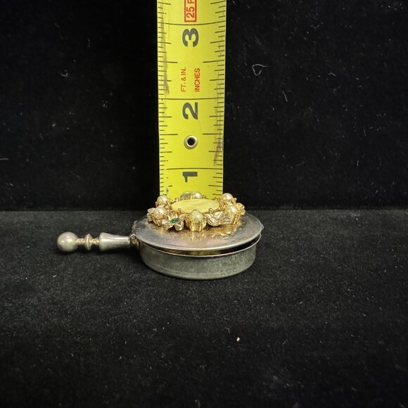 Vtg Pocket Size Portable Butler Ashtray Pill Box MultiColor Rhinestones jw1480 - Picture 14 of 15
